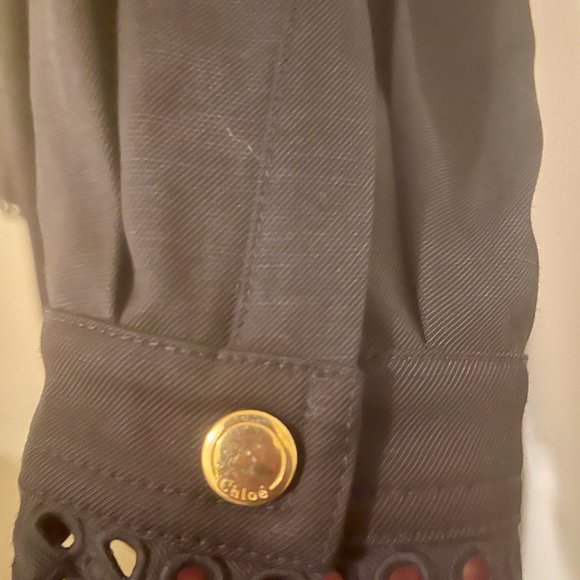 Chloé Mock-Neck Gabardine Long-Sleeve Shift Dress - Picture 8 of 8